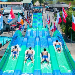 Riding the water slide is one of the many things to do in Scania at Tosselilla Sommarland